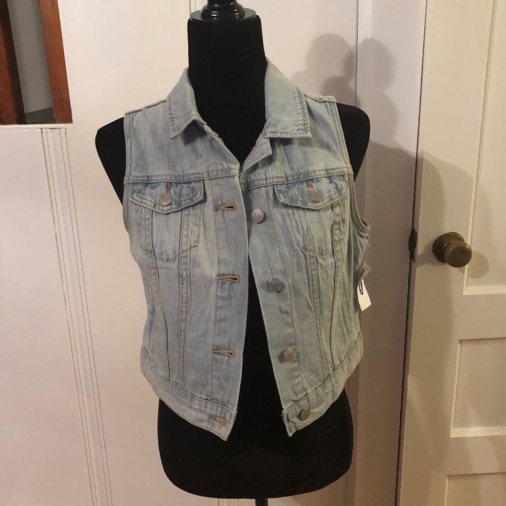 Blue jean cropped vest